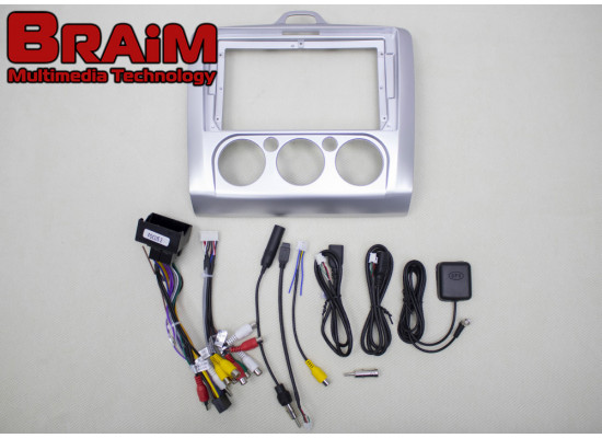 BRAIM рамка Ford Focus 2 / 2005-2011 / Model A (кондей) / 9 дюйм серебристая