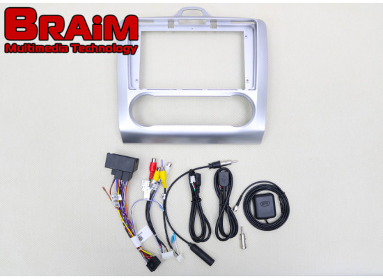 BRAIM рамка Ford Focus 2 / 2005-2011 / Model B / климат / 9 дюйм серебристая